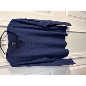 Buffalo David Bitton Women's Navy Blue  Long Sleeve V-Neck Top Size M 494